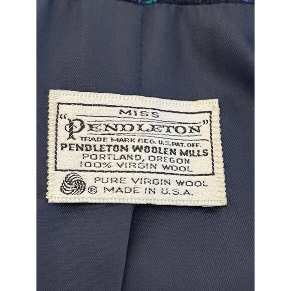 Miss Pendleton Virgin Wool Blazer Jacket Blue Plaid Made In USA. Sz 4 - Picture 5 of 6